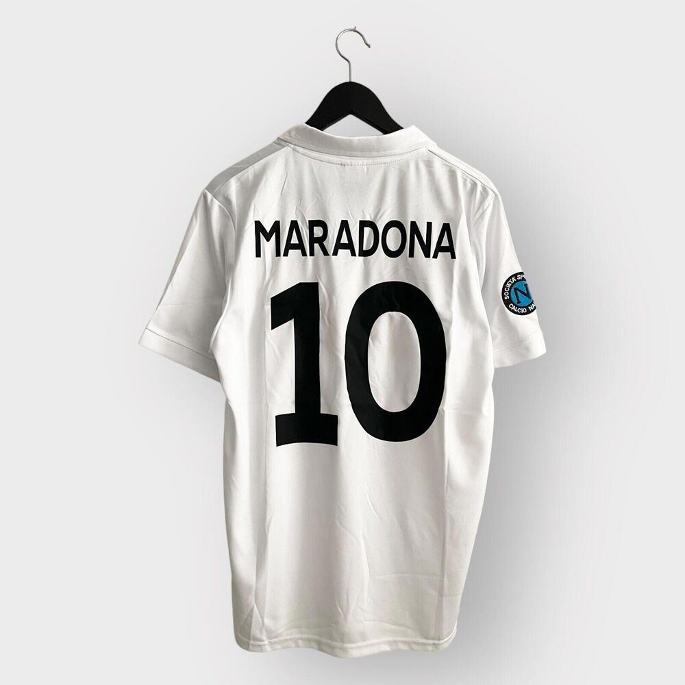 Maradona Napoli 87/88 Away White Retro Jersey “Maradona 10” (Large) - Picture 2 of 8
